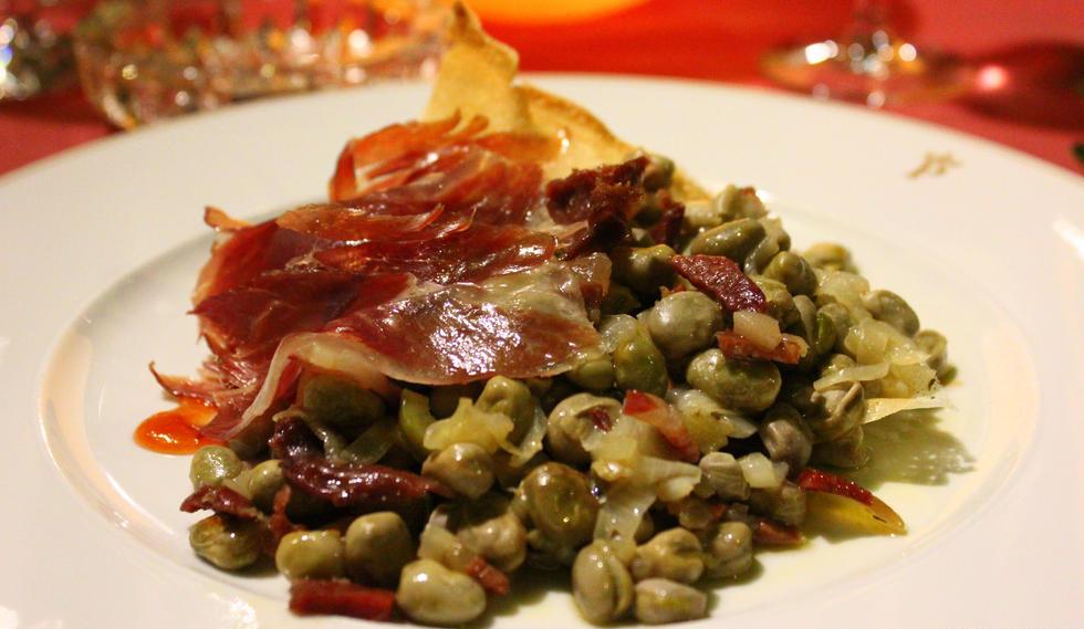 Habas con Jamón, a regional dish served at Parador de Granada